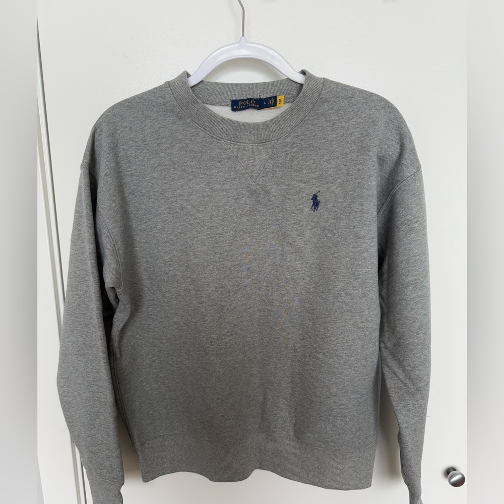 Ralph Lauren Men's Heather Gray Crewneck Sweatshirt with Navy Pony